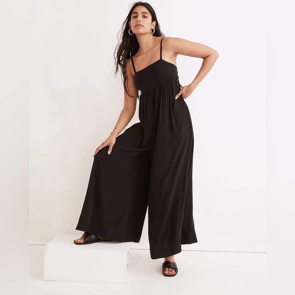 Madewell Women’s True Black Tie-Back Wide-Leg Jumpsuit, Size 10